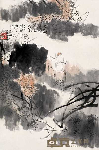 方增先 1991年作 高士图 立轴 68×45cm